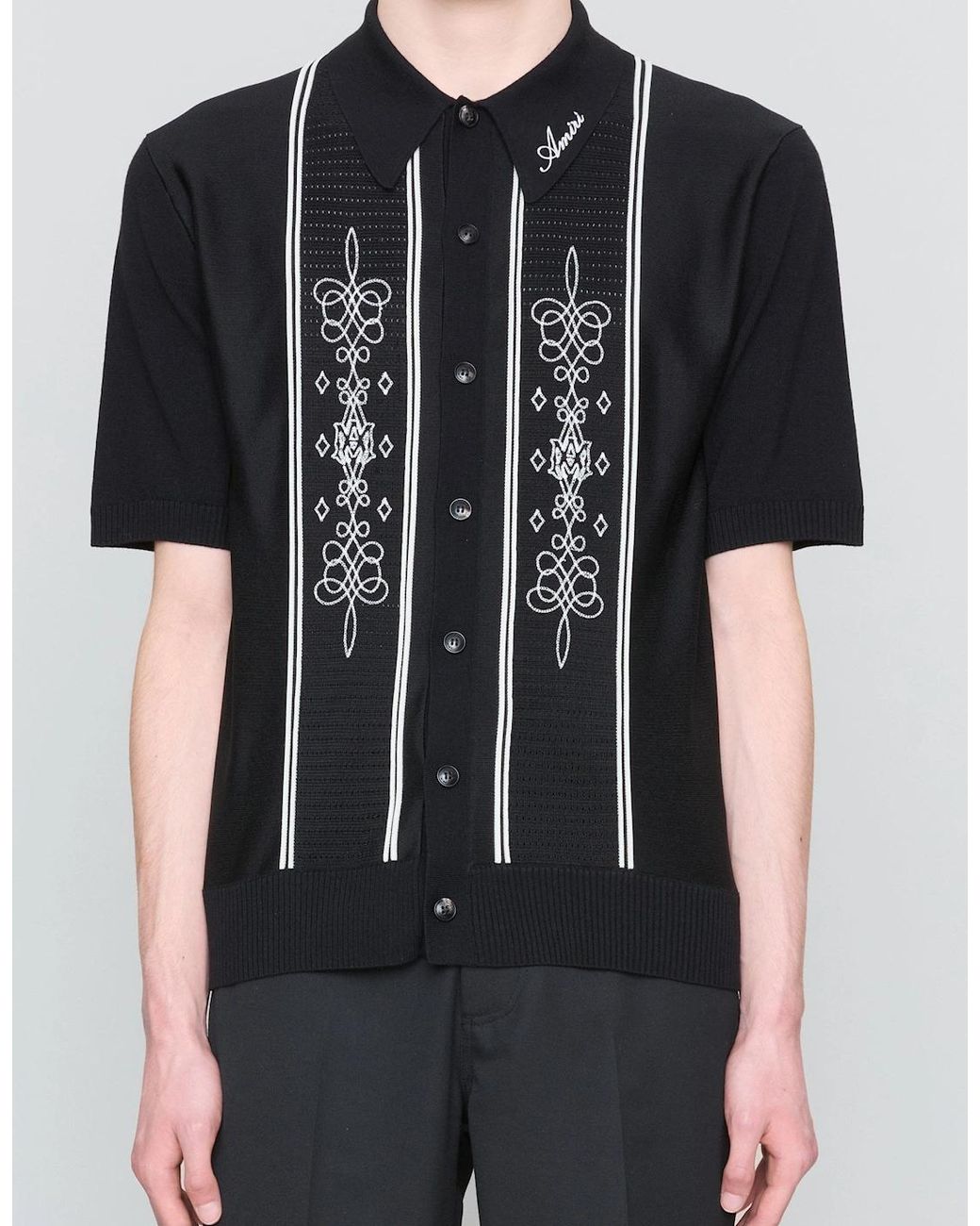 Amiri Black Ma Panelled Knit Cardigan for men