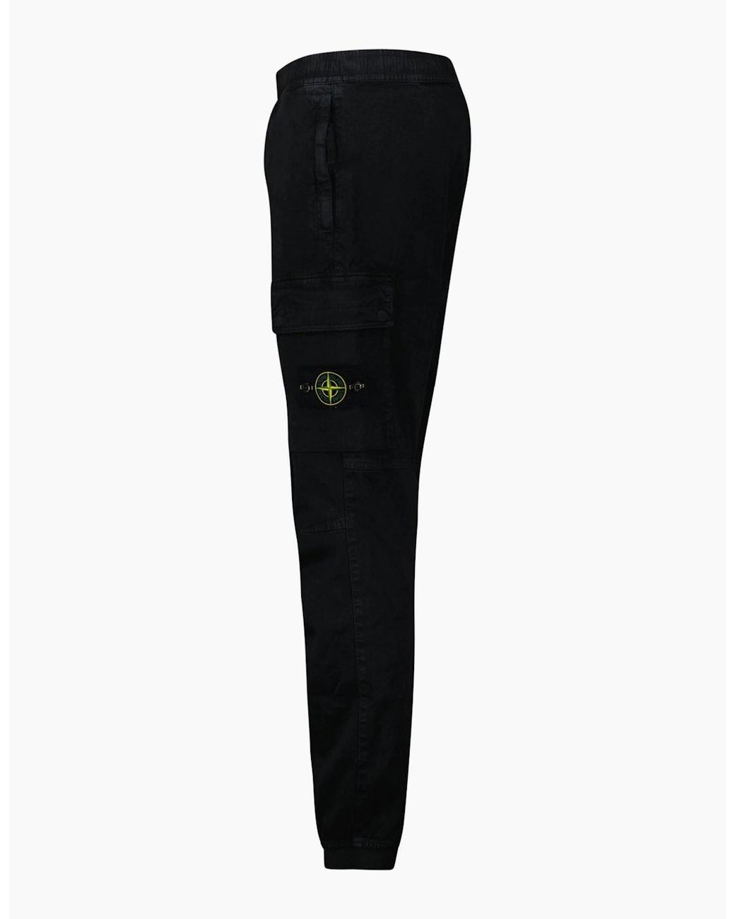 Stone Island Black Stretch 'Old' Effect Cargo Trousers for men