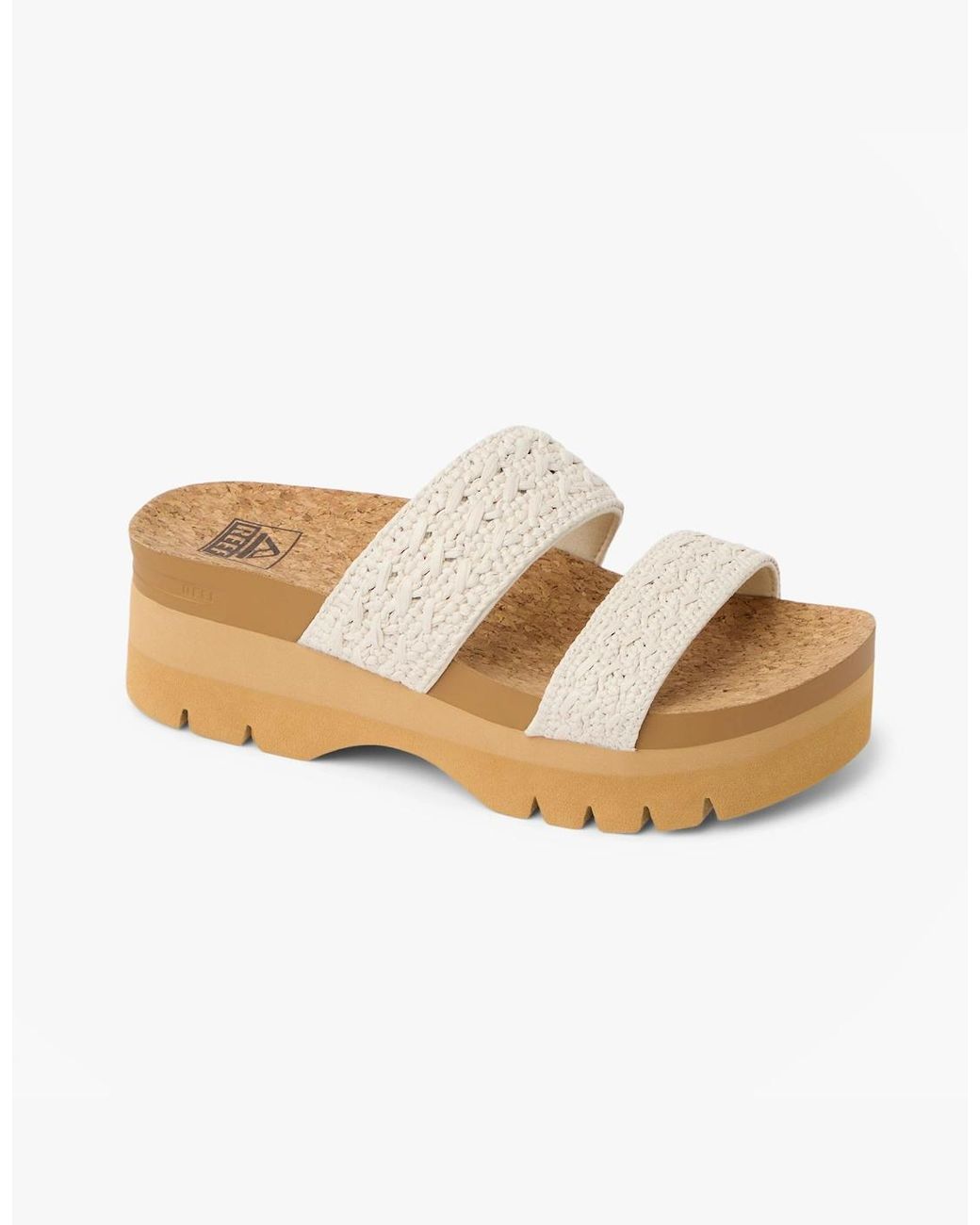 Reef White Cushion Vista Cross Strap Sandals Vintage Tan Textile