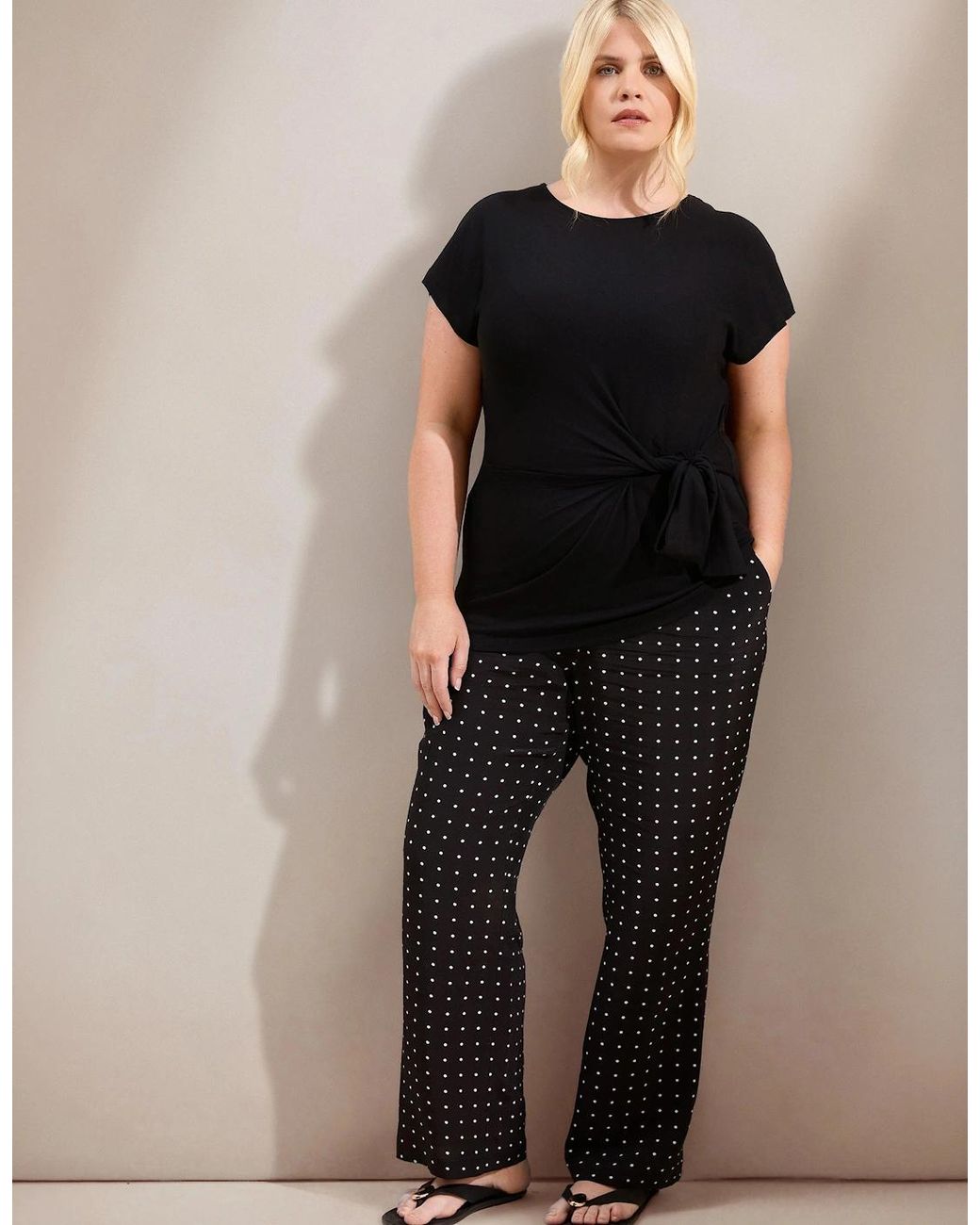 Live Unlimited London Black Jersey Tie Side Top