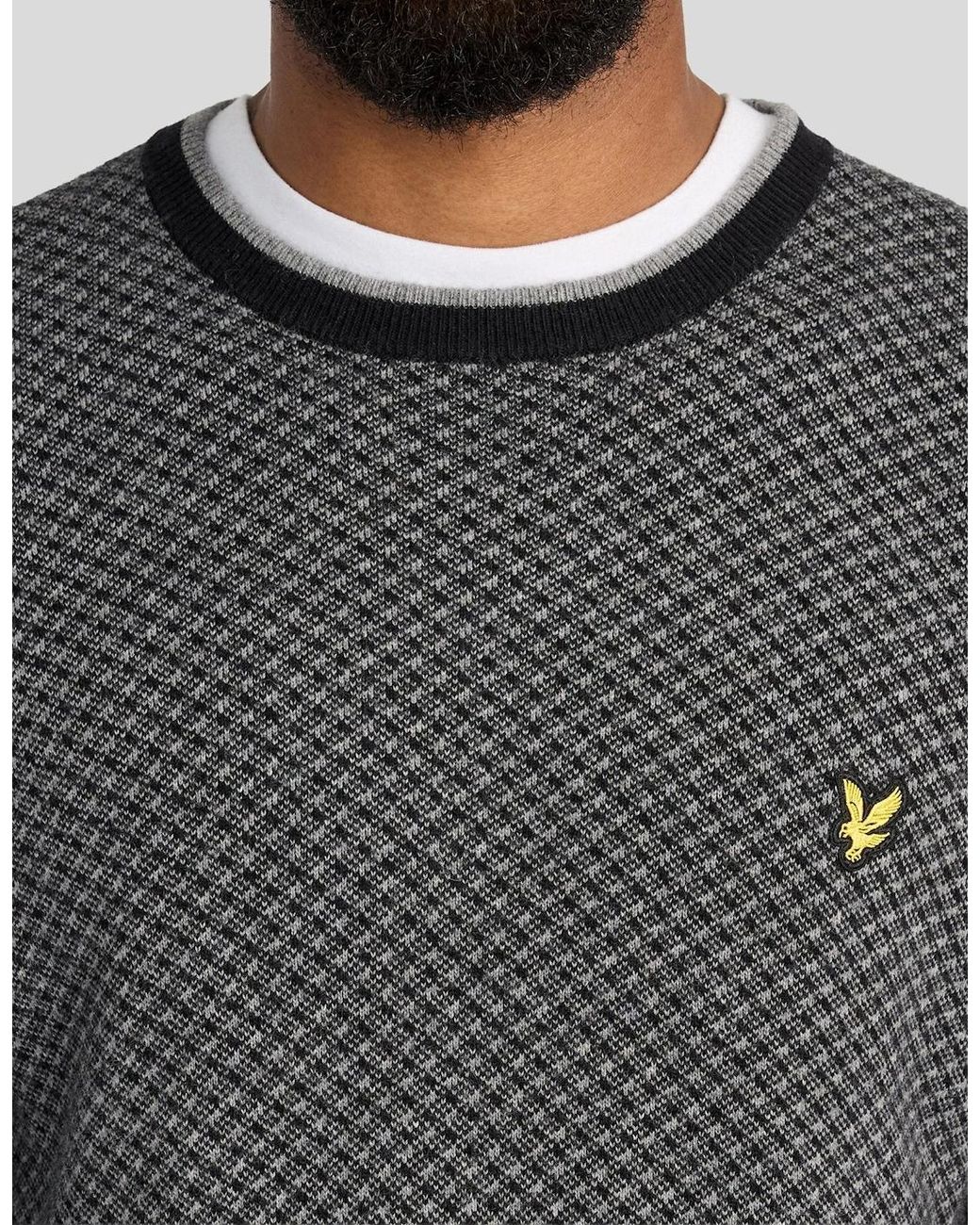 Lyle & Scott Gray Cashmere Blend Crew Neck Jumper for men