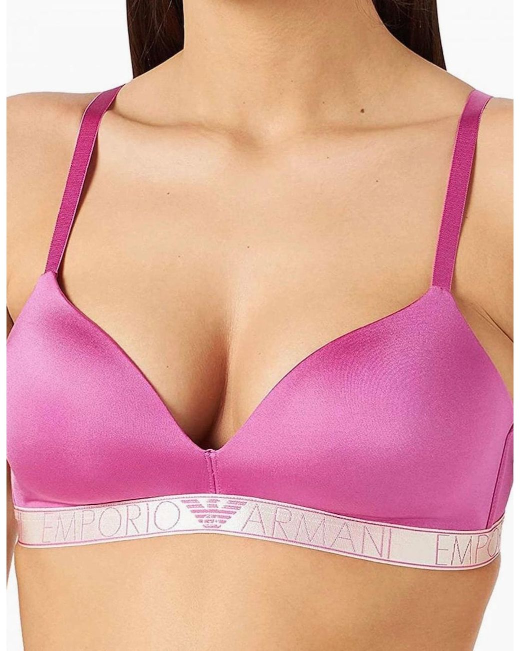 Emporio Armani Purple Iconic Microfiber Padded Triangle Bra, Azalea