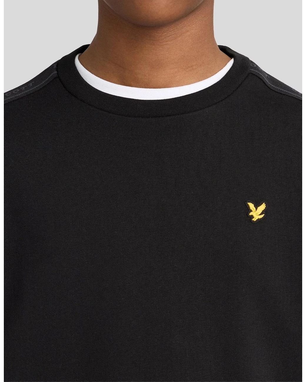 Lyle & Scott Black Jacquard Tape Crew Neck Sweatshirt for men