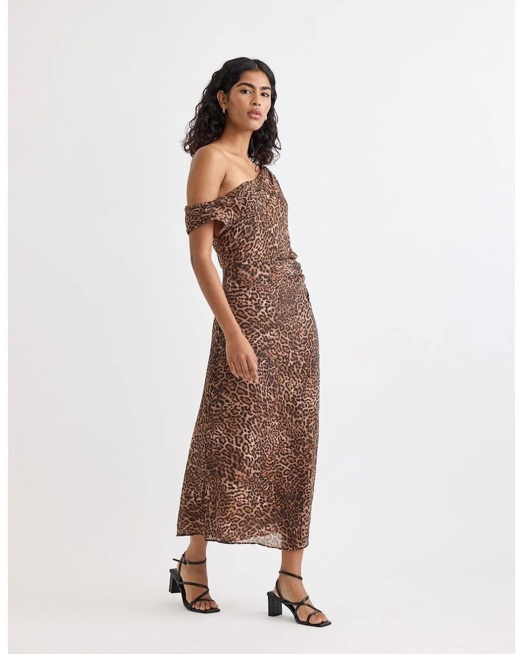 Nobody's Child Brown Skylar One Shoulder Midi Slip Dress