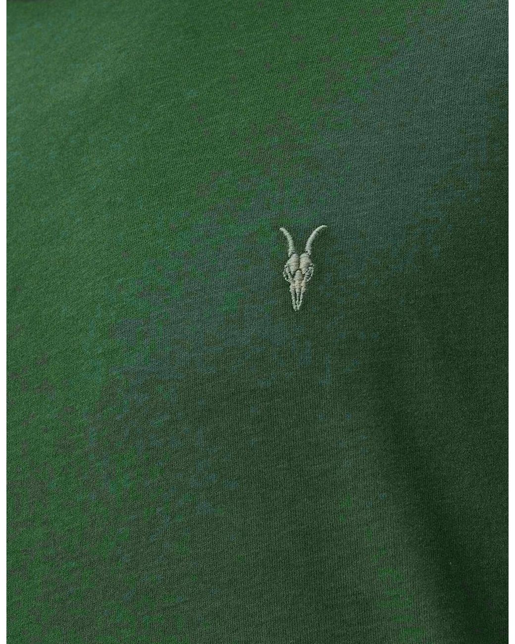 AllSaints Green T Shirts Lycra Stretch Cotton Crew Neck Short Sleeve Summer Tee for men