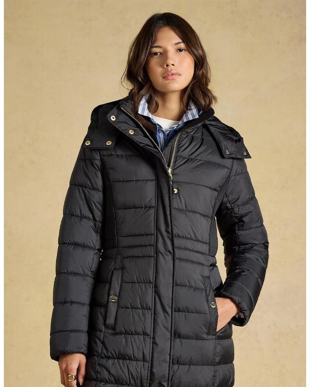 Joules Black Windborough Longline Jackets