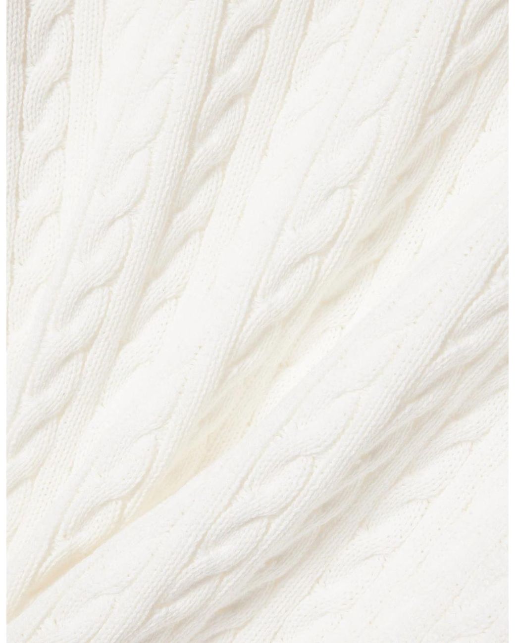 Lacoste White Cable Knit Cotton Jumper for men