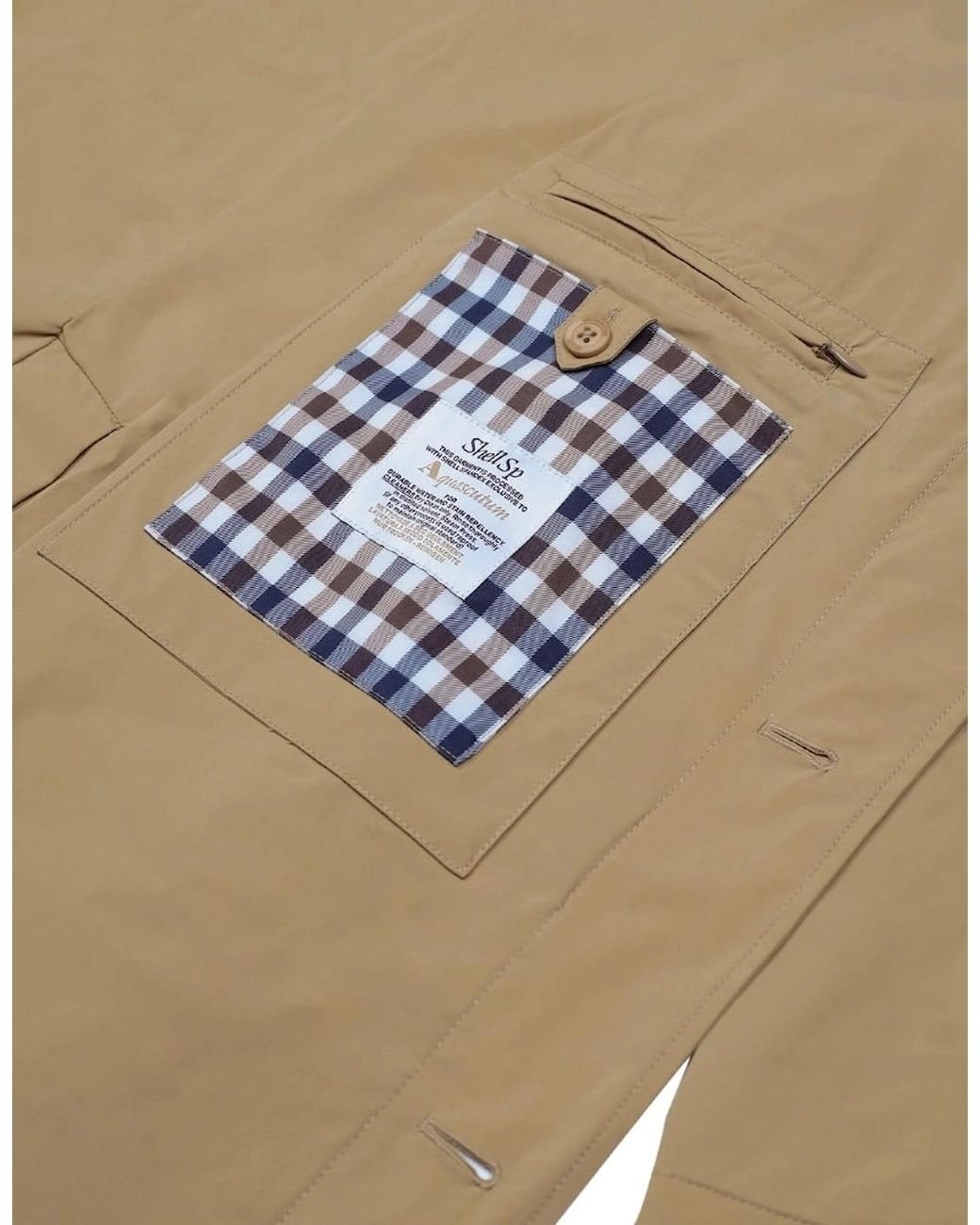 Aquascutum Natural Active Stretch Caban Trench Coat Khaki Jacket for men