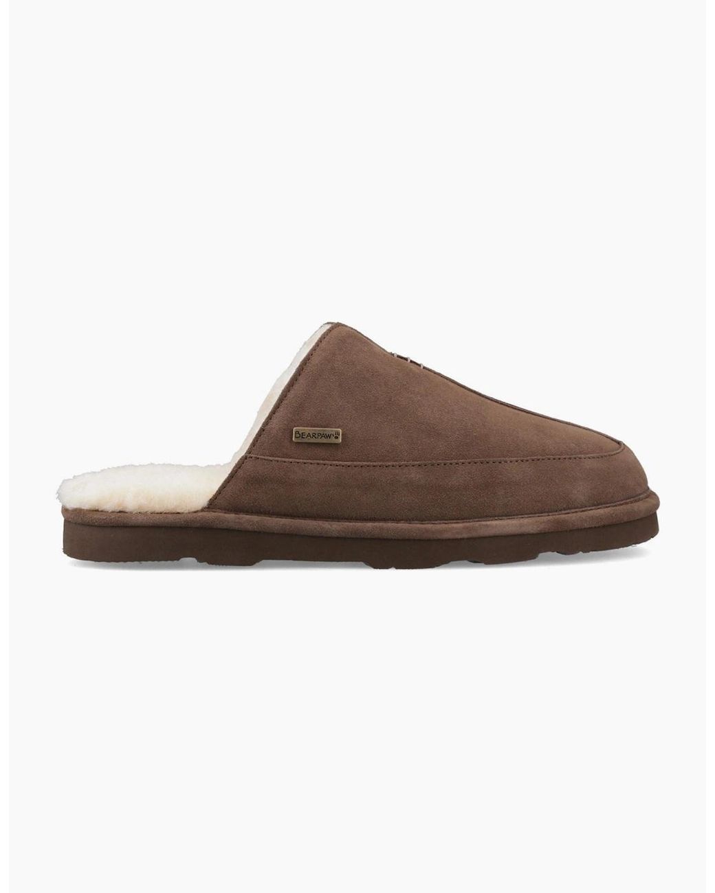 BEARPAW Brown Walker Suede Earth Slippers for men