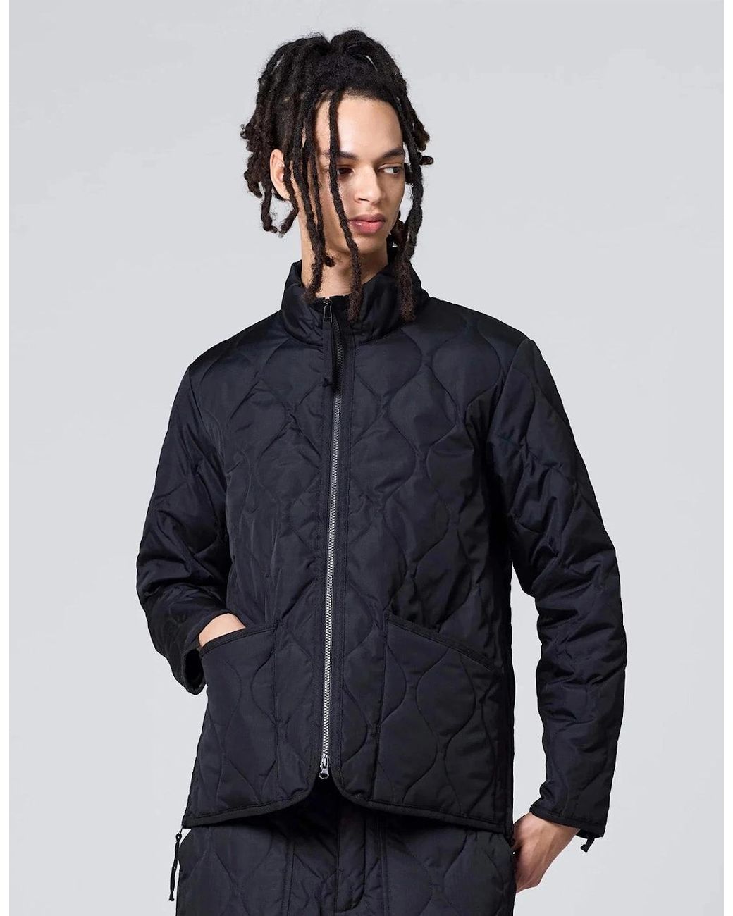 Taion Black Military High Neck Zip Down Jacket