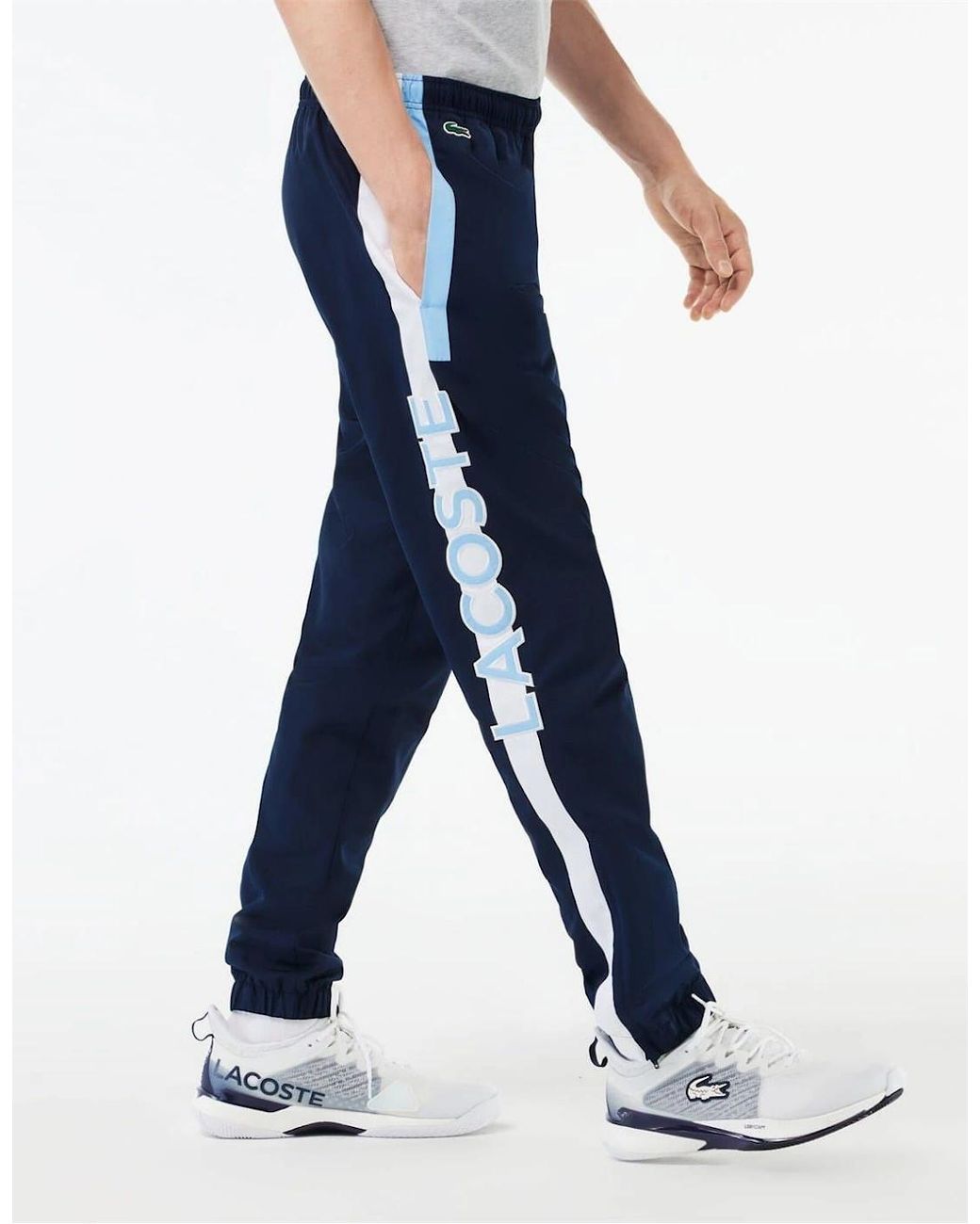 Lacoste Blue Solid Patterned Slim Joggers for men