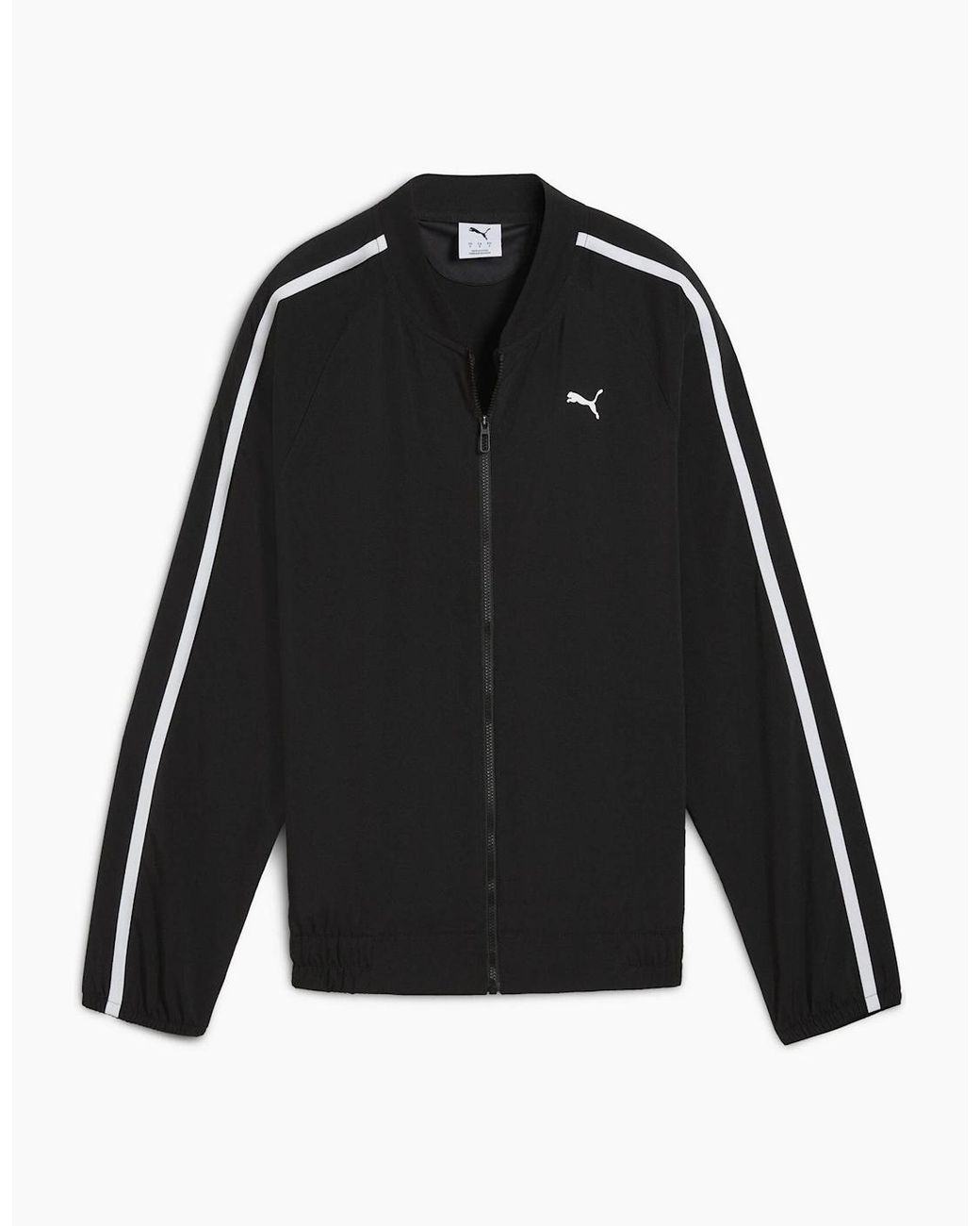PUMA Black Floral Ribbon Woven Full Zip Tracksuit Top