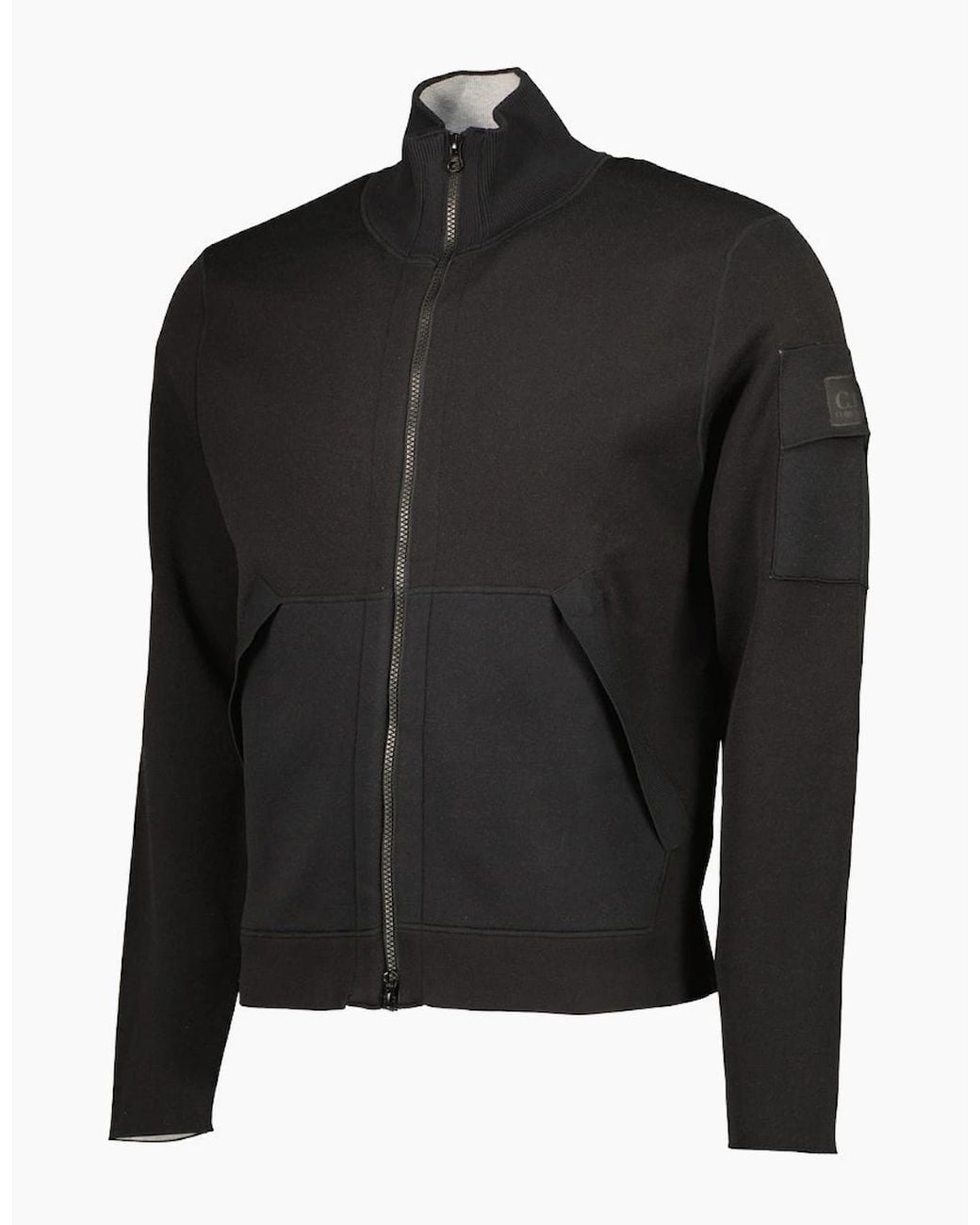 C P Company Black Metropolis Cotton/Nylon Zipped Cardigan for men