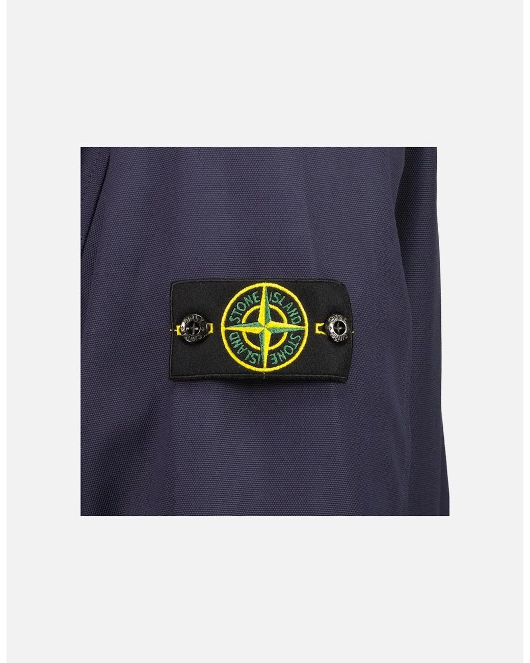 Stone Island Blue Panama Cotton Zipped Overshirt for men