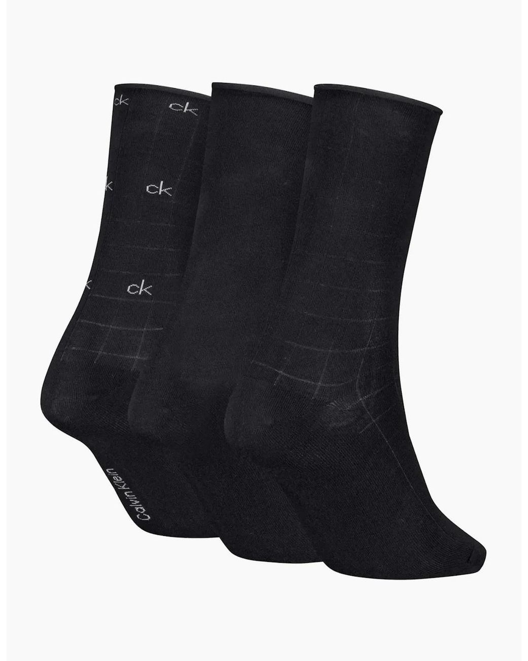 Calvin Klein Black 3-Pack Allover Logo Socks Gift Tin