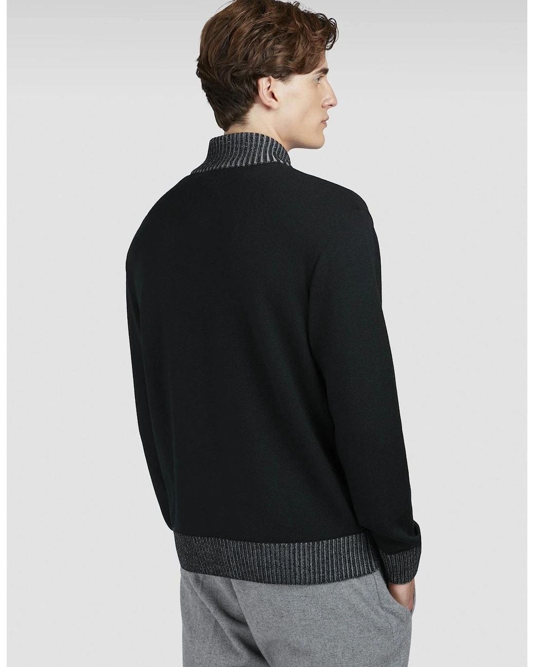 Paul & Shark Black Pure Wool Full Zip Sweater for men