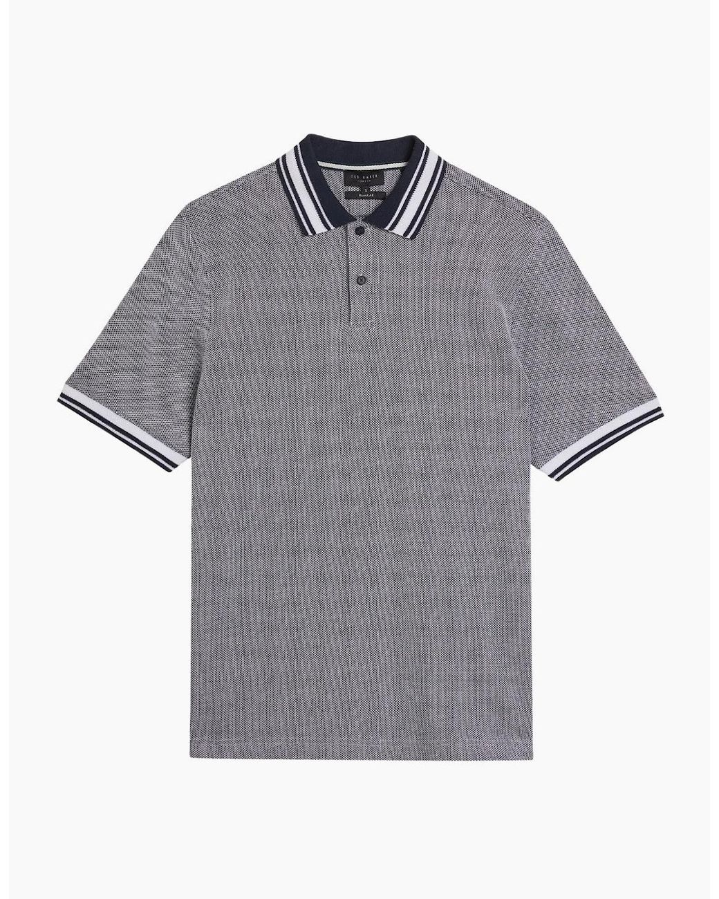 Ted Baker Gray Phenes Regular Fit Textured Polo Shirt for men
