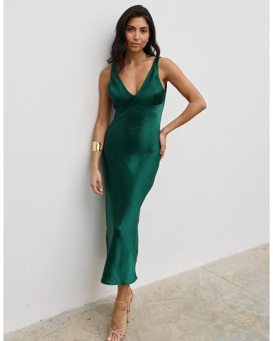 Pretty Lavish Green Piper Midi Dress