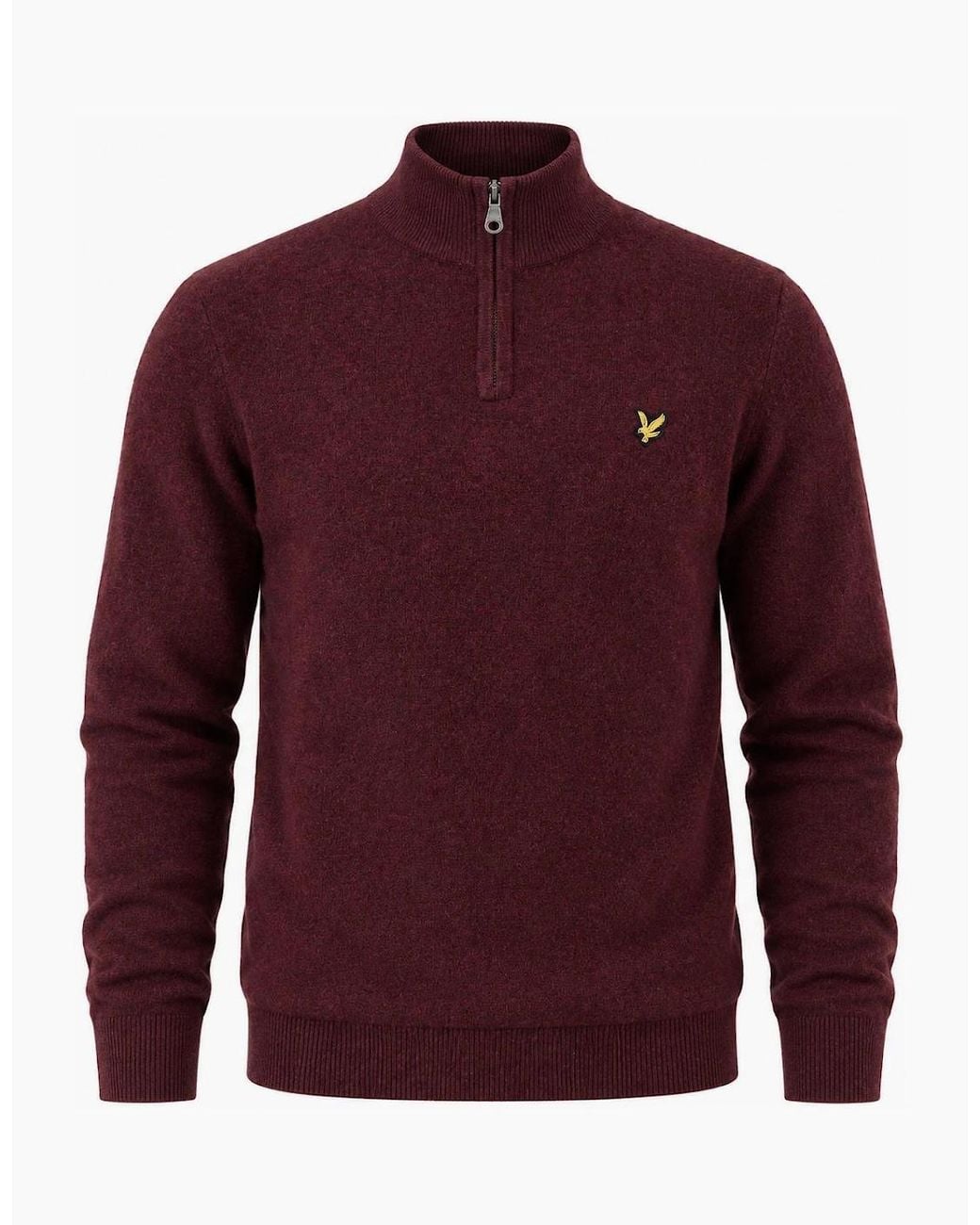 Lyle & Scott Red Lyle & Scott Lambswool Blend Quarter Zip Jumper Beetroot Marl for men