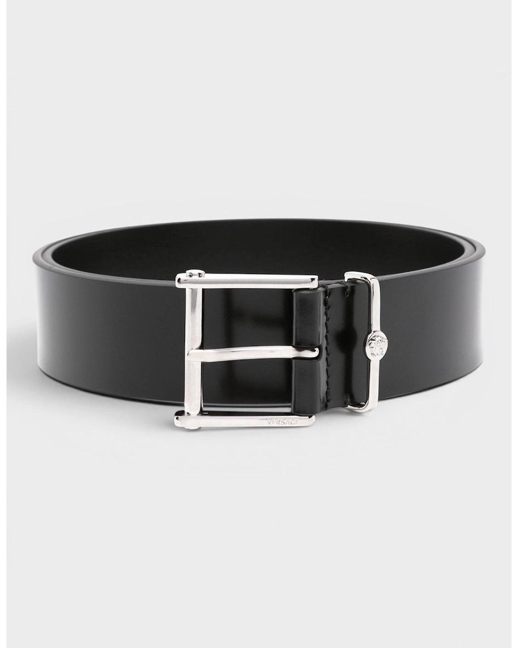 Versace Black Logo Belt Calf Leather
