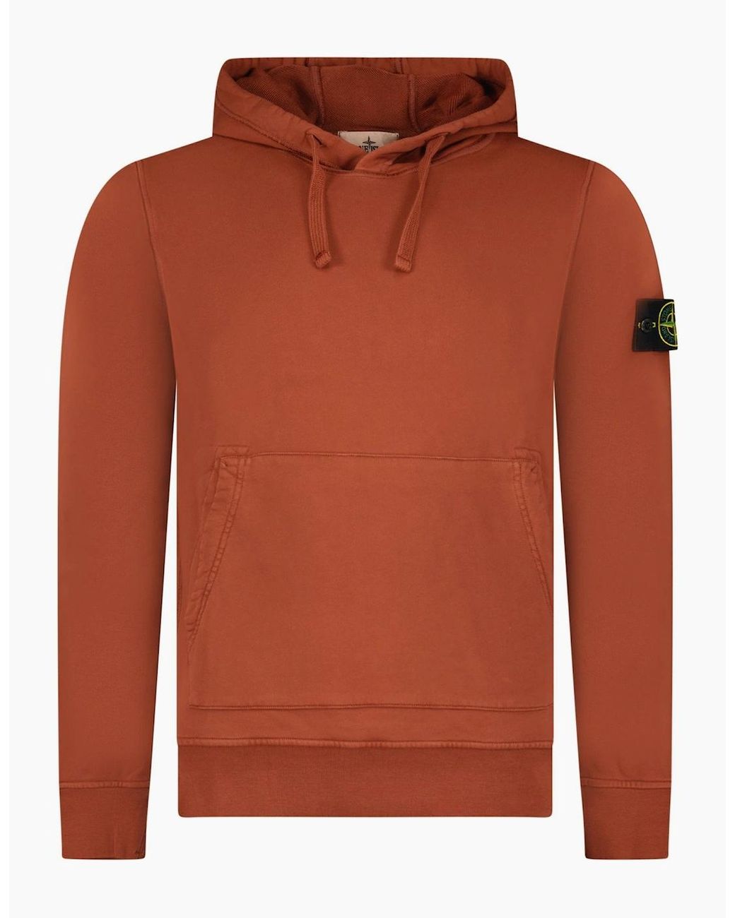 Stone Island Orange Cotton Hoodie Sweatshirt Brick for men