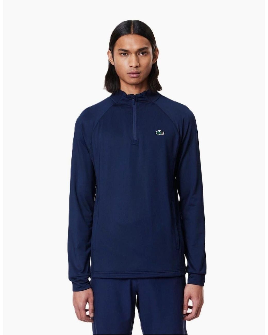 Lacoste Blue Mock Neck Regular Fit Athletic Top for men
