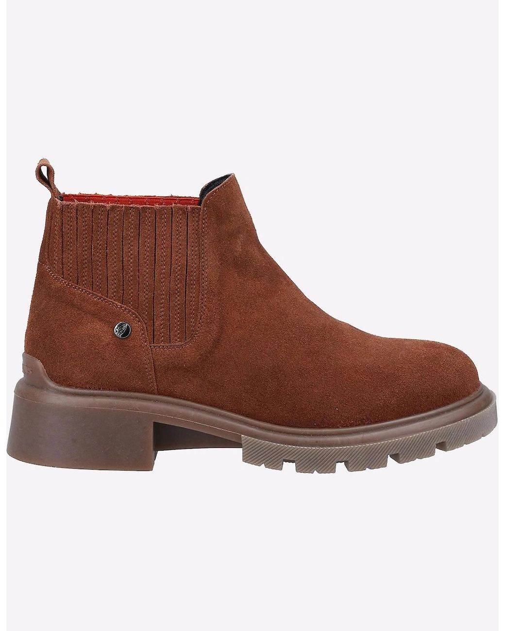 Hush Puppies Brown Rita Leather Boots Tan Suede