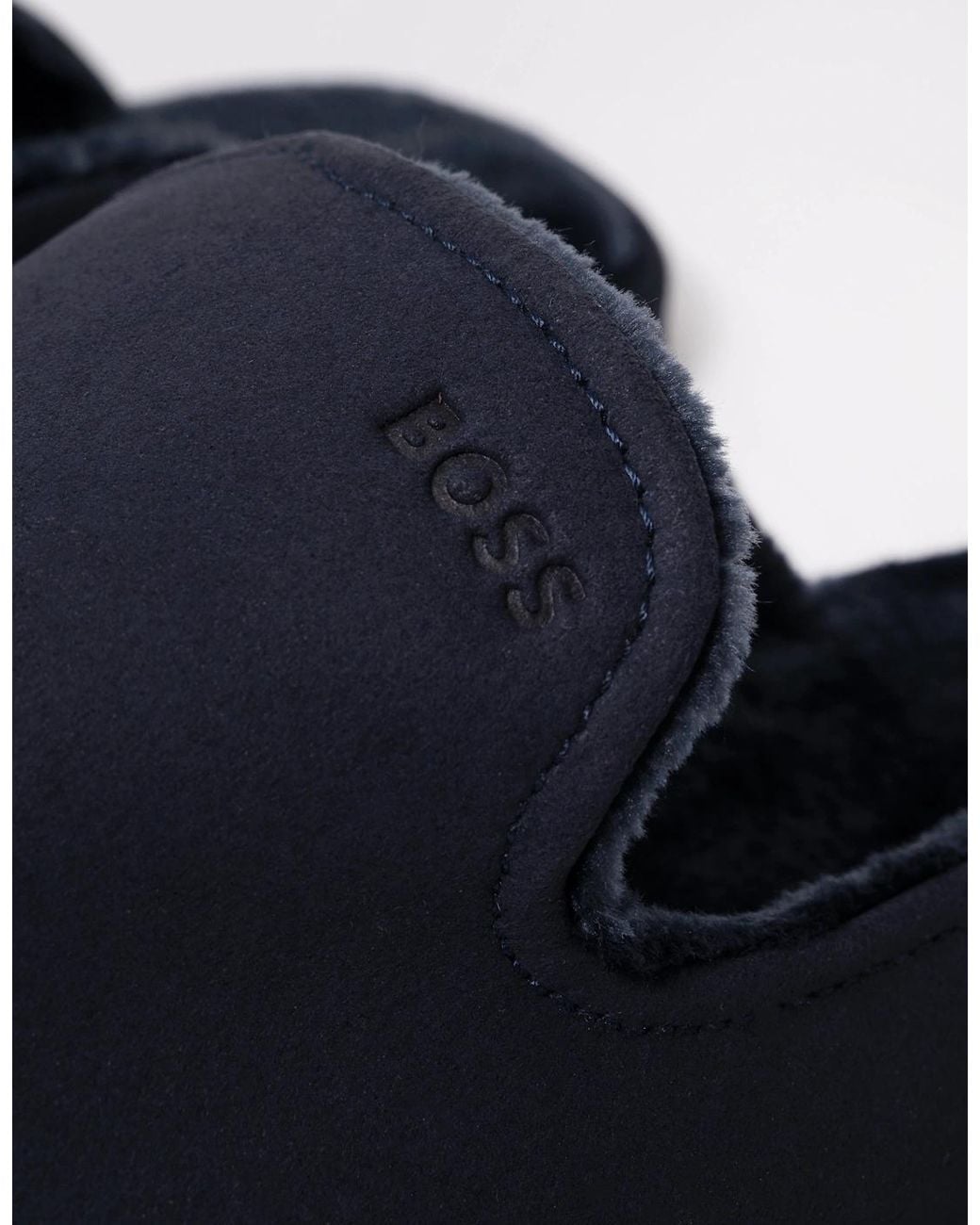 Boss Blue Boss Shearling-Lined Slip-On Slippers With Logo Detail for men