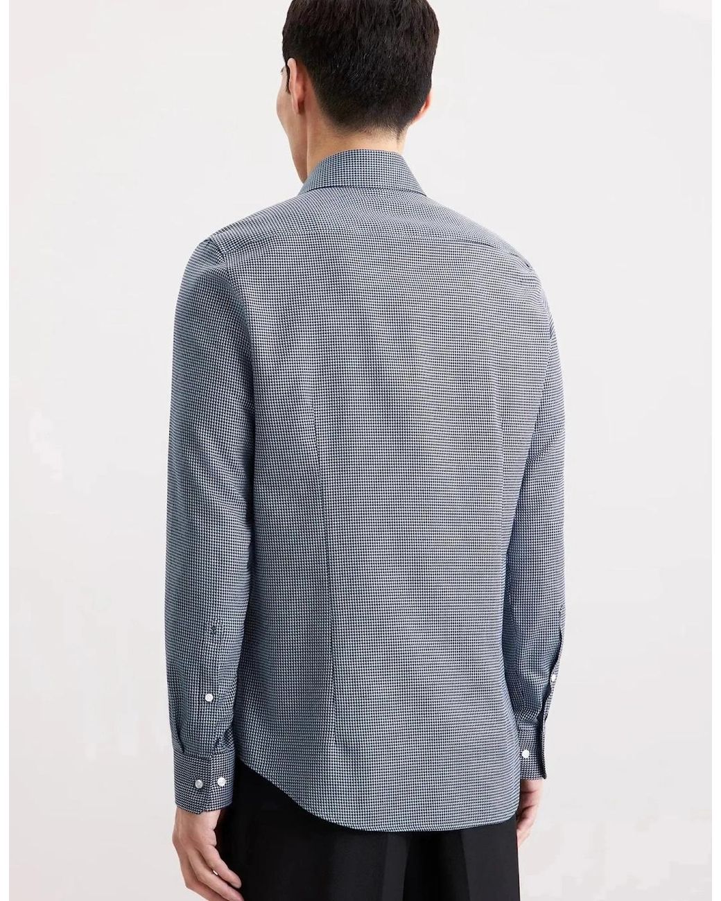 Seidensticker Blue Slim Fit No Iron Spread Kent Pepita Business Shirt Dark for men