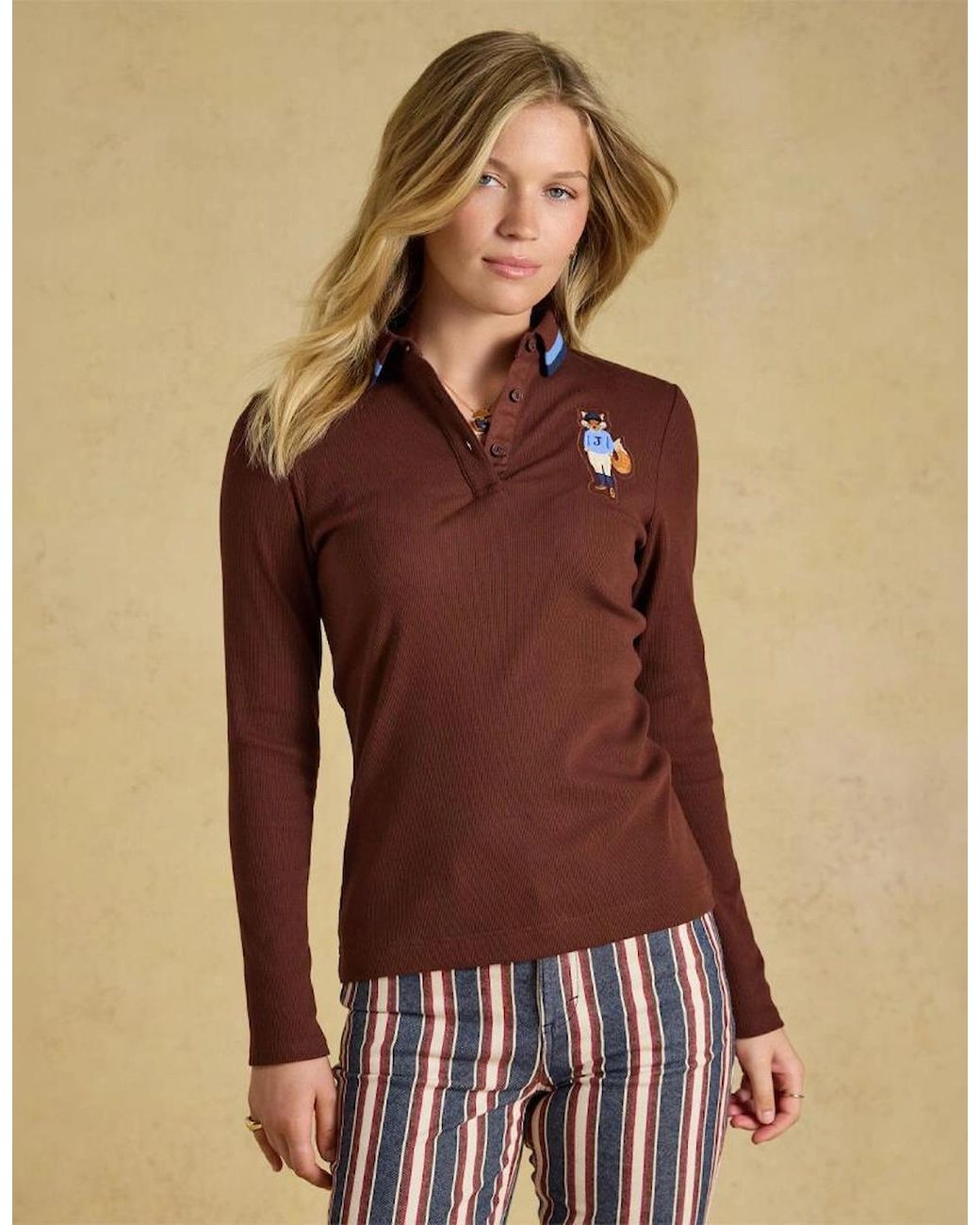 Joules Red Fairfield Jonty Polos Chocolate