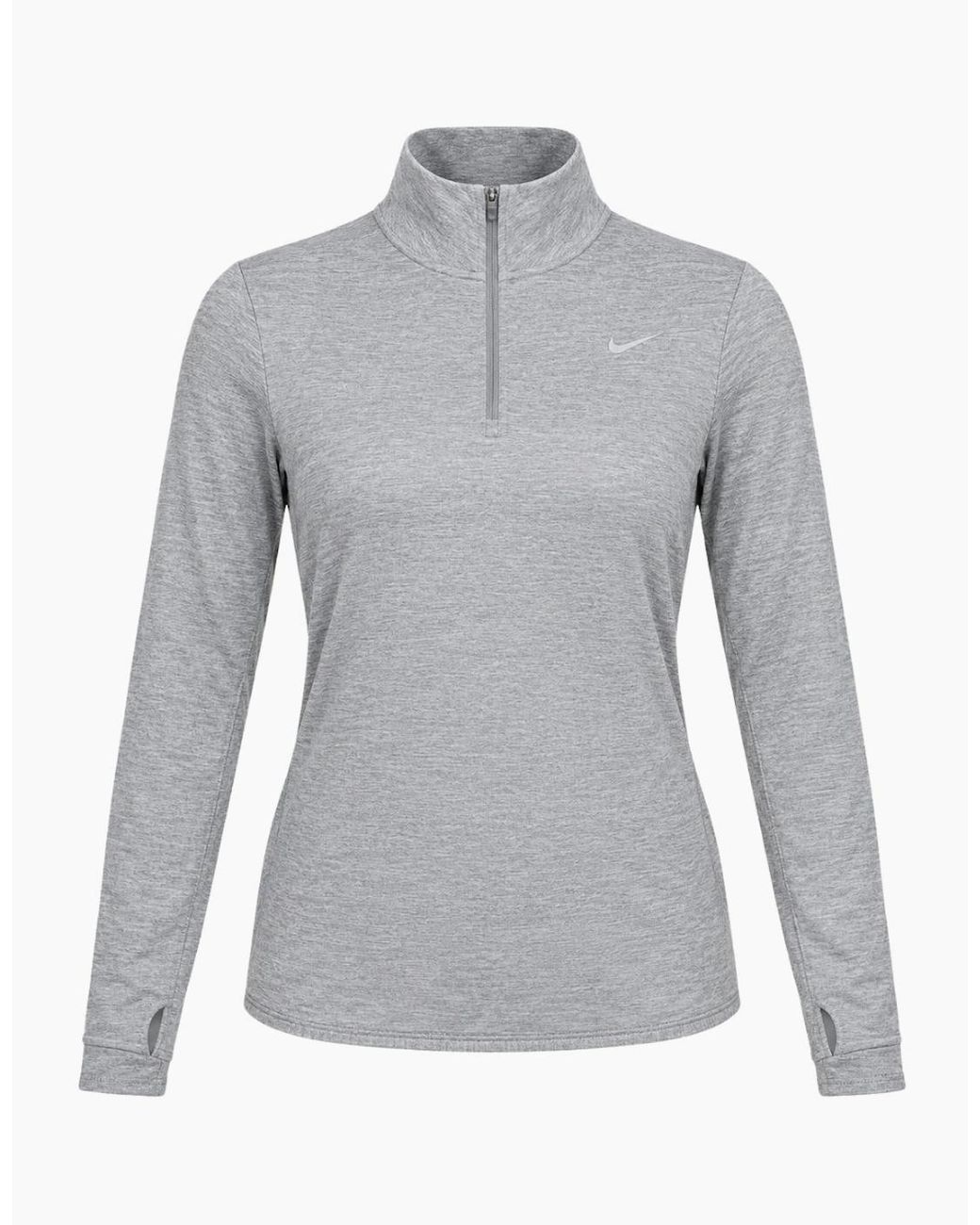 Nike Gray Swift Uv Protection 1/4-Zip Smoke Running Top
