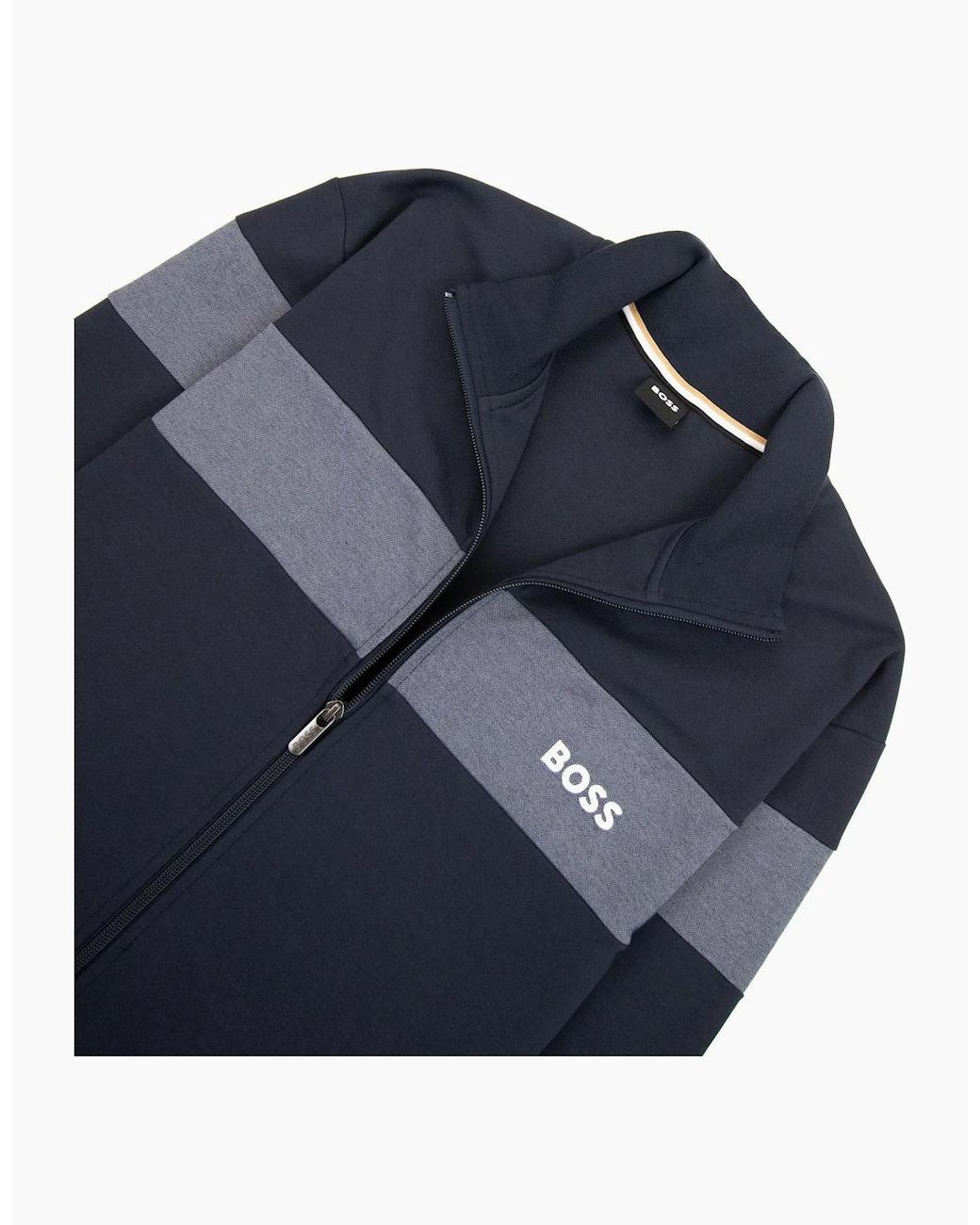 Boss Blue Contrast Insert Logo Tracksuit Jacket Dark 403 for men