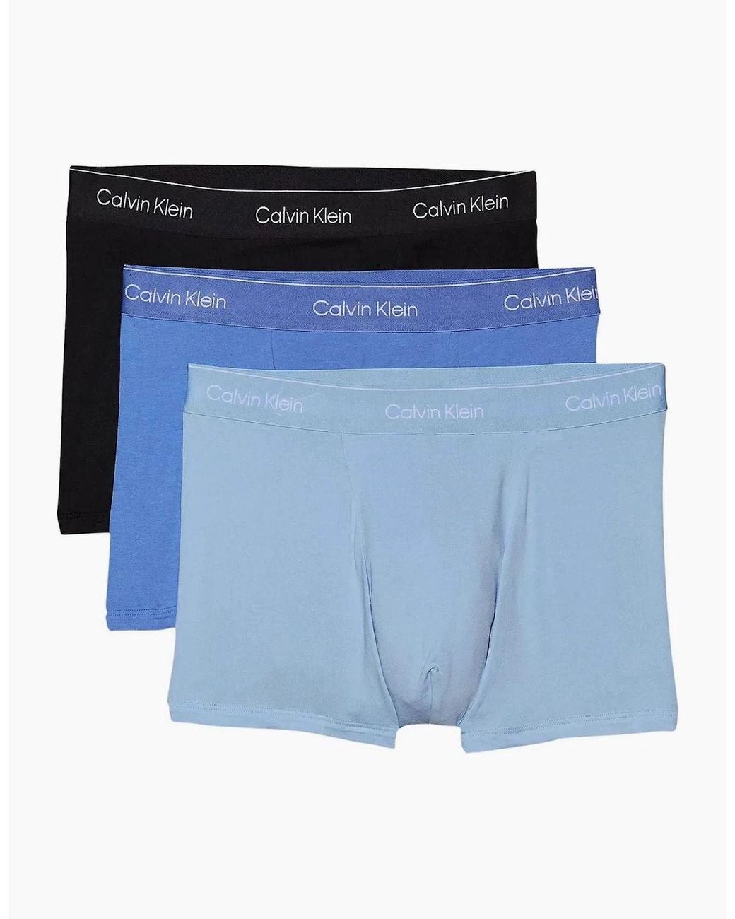 Calvin Klein 3-Pack Icon Cotton Stretch 'Relaxed Dart' Boxer Trunks, /Glacier/Bluebell for men
