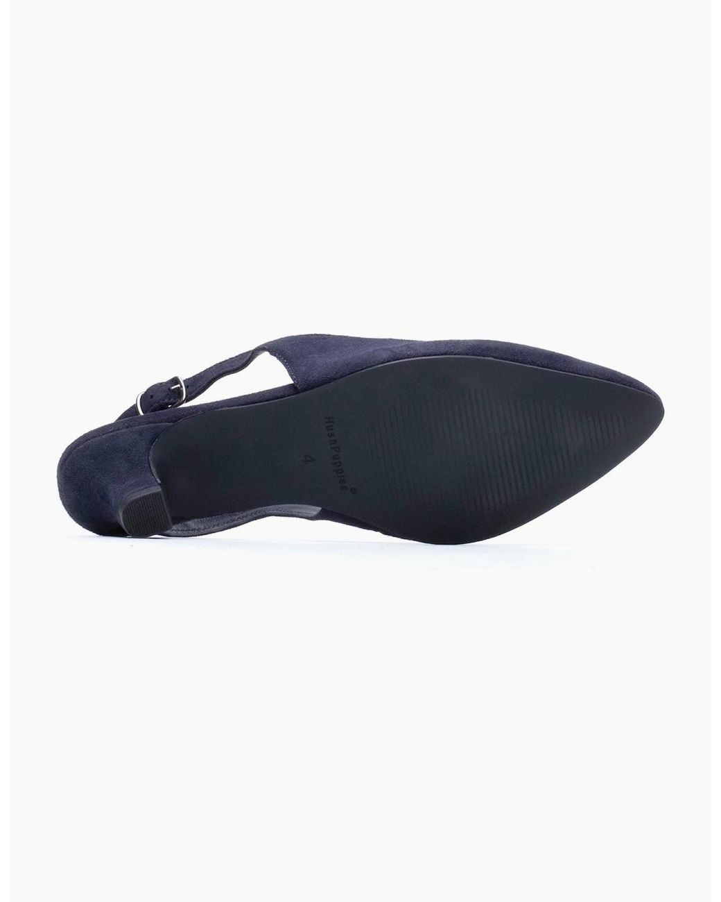 Hush Puppies Blue Nahla Buckle Kitten Heel Leather Round Slingback Shoes