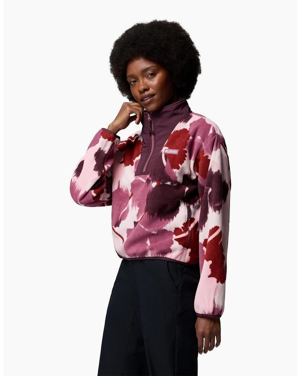 Columbia Red Sequoia Grove Ii Printed Half Zip Polyester Fleece Pullover