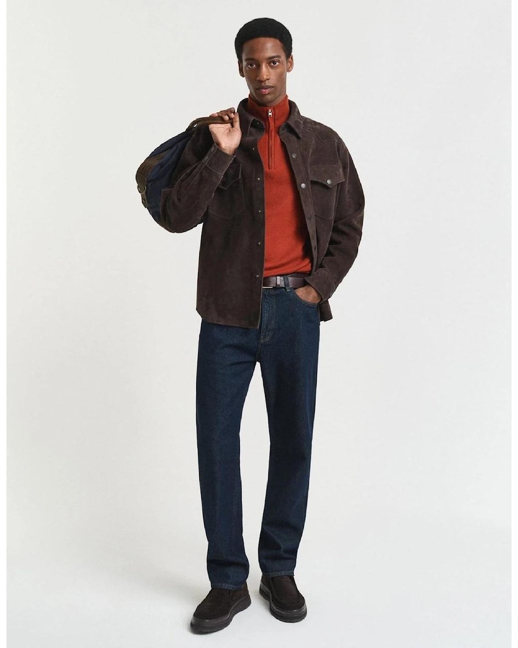 Gant Red Lambswool Half Zip Sweater for men