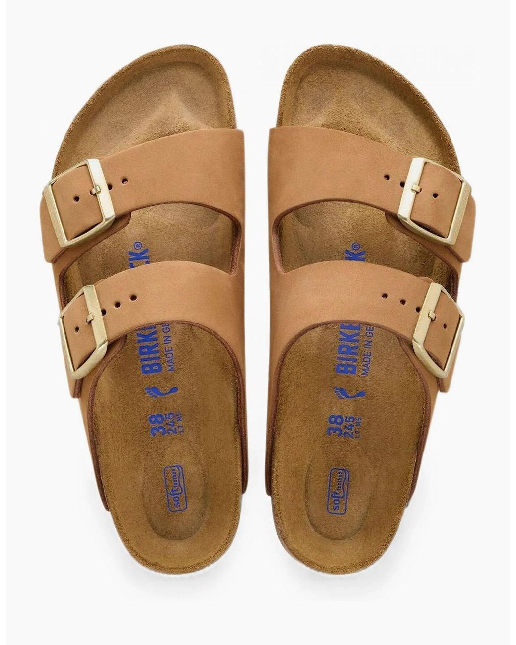Birkenstock Arizona White Arizona Soft Footbed Nubuck Narrow Tan