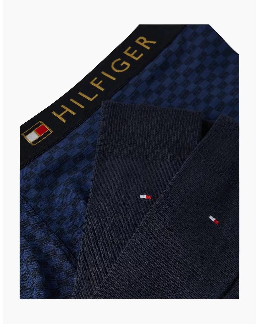 Tommy Hilfiger Blue Tonal Flag Print Boxer Trunks & Socks Gift Set for men