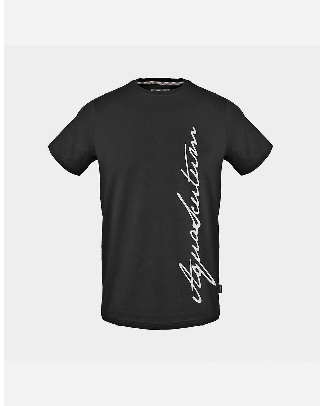 Aquascutum Black Lettering Graphic Crew Neck Short Sleeve T-Shirt for men