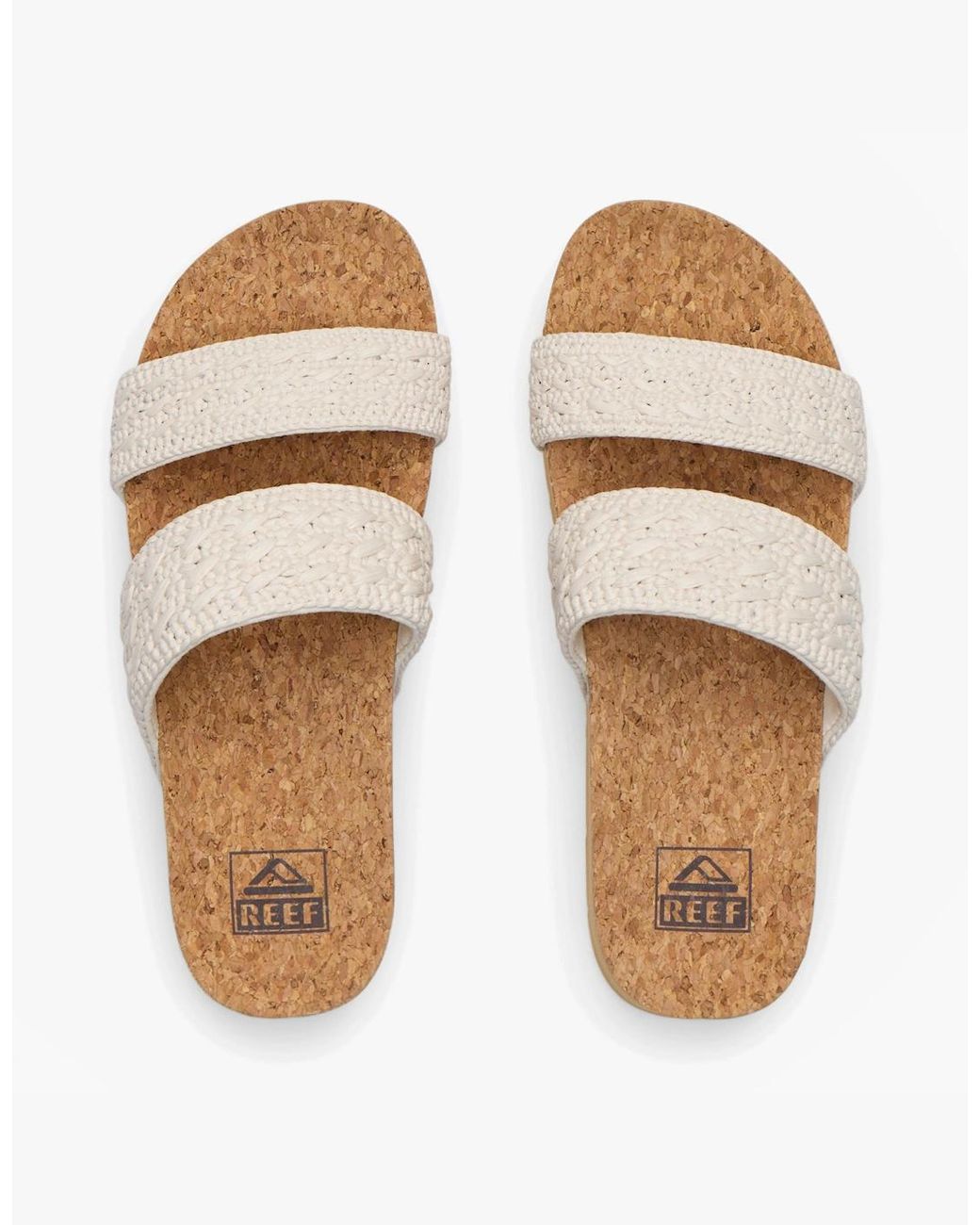 Reef White Cushion Vista Cross Strap Sandals Vintage Tan Textile