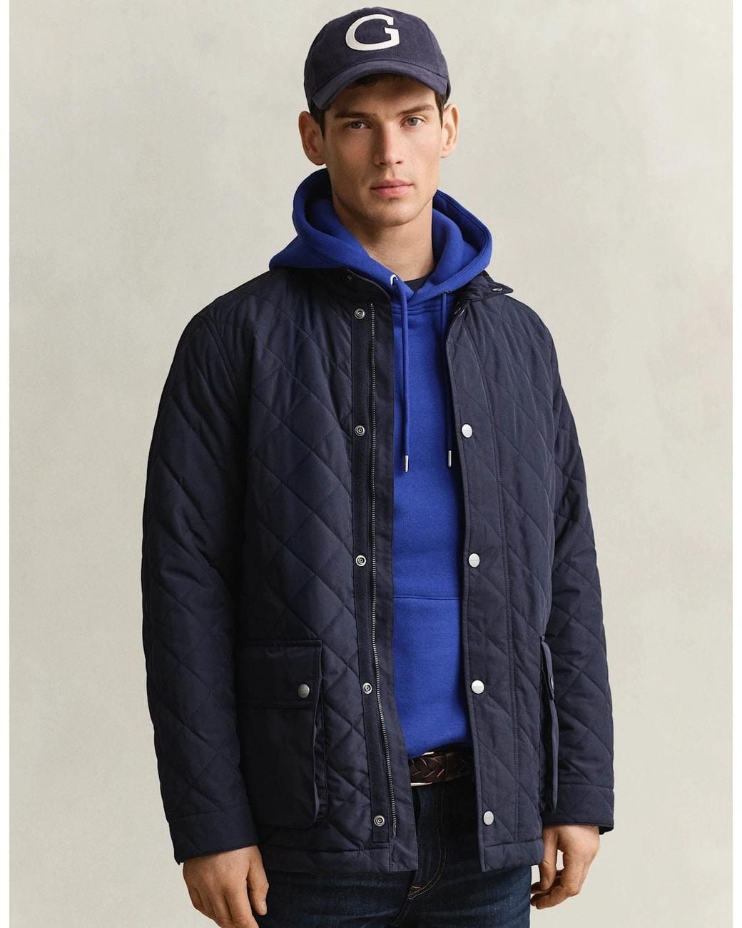 Gant Blue Quilted Mid Jacket for men