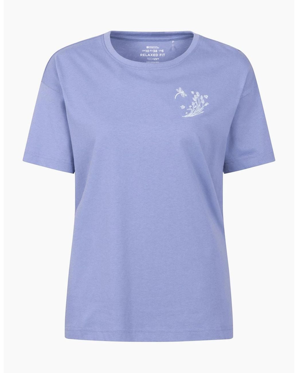 Mountain Warehouse Blue Ladies Dragonfly Embroidered Relaxed Fit Short Sleeved T Shirt