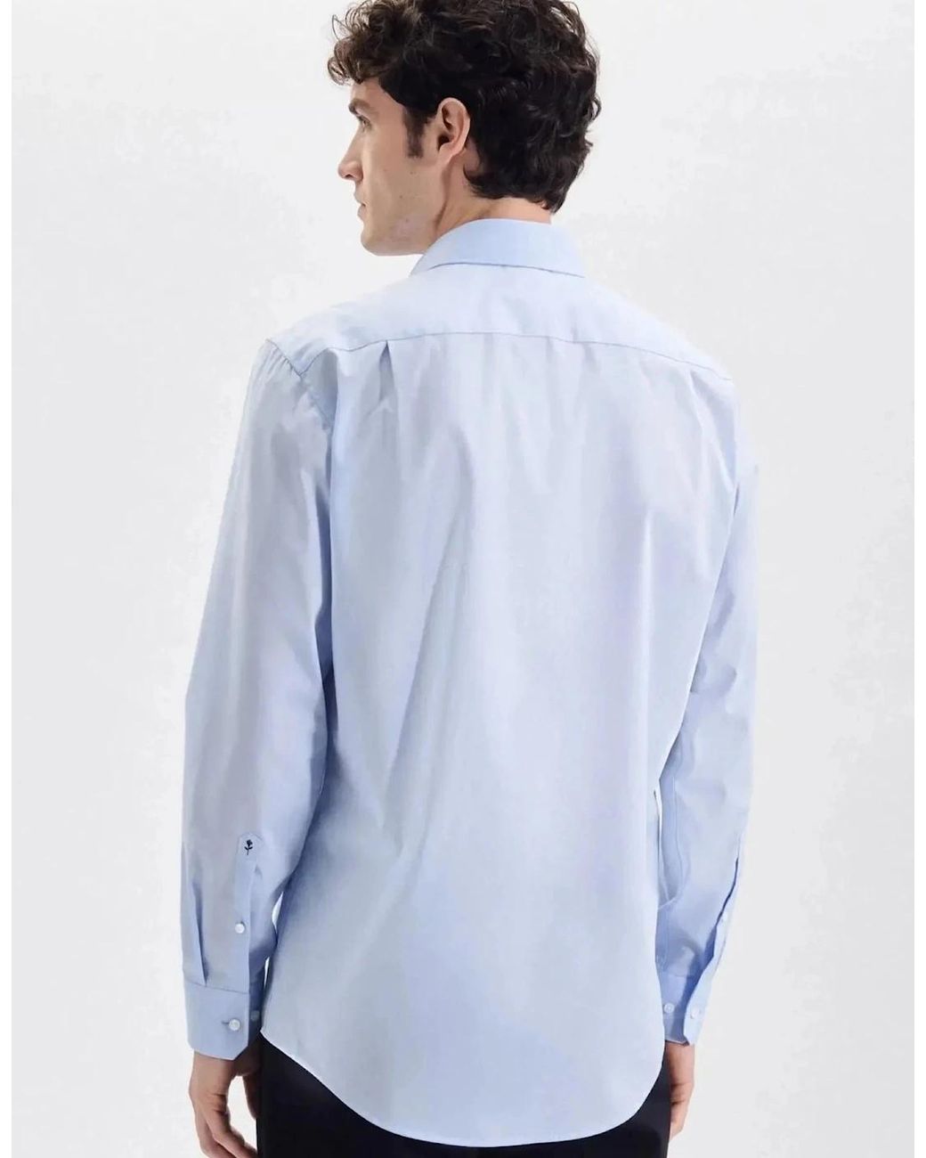 Seidensticker Blue Regular Fit No Iron Kent Collar Business Shirt Light for men