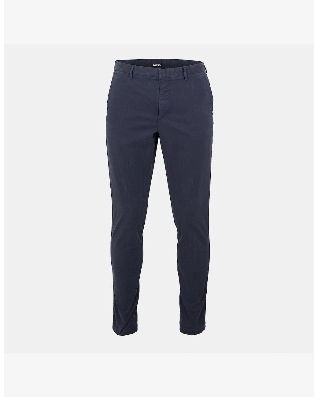 Boss Blue Kaito3 Solid Patterned Straight Chinos for men