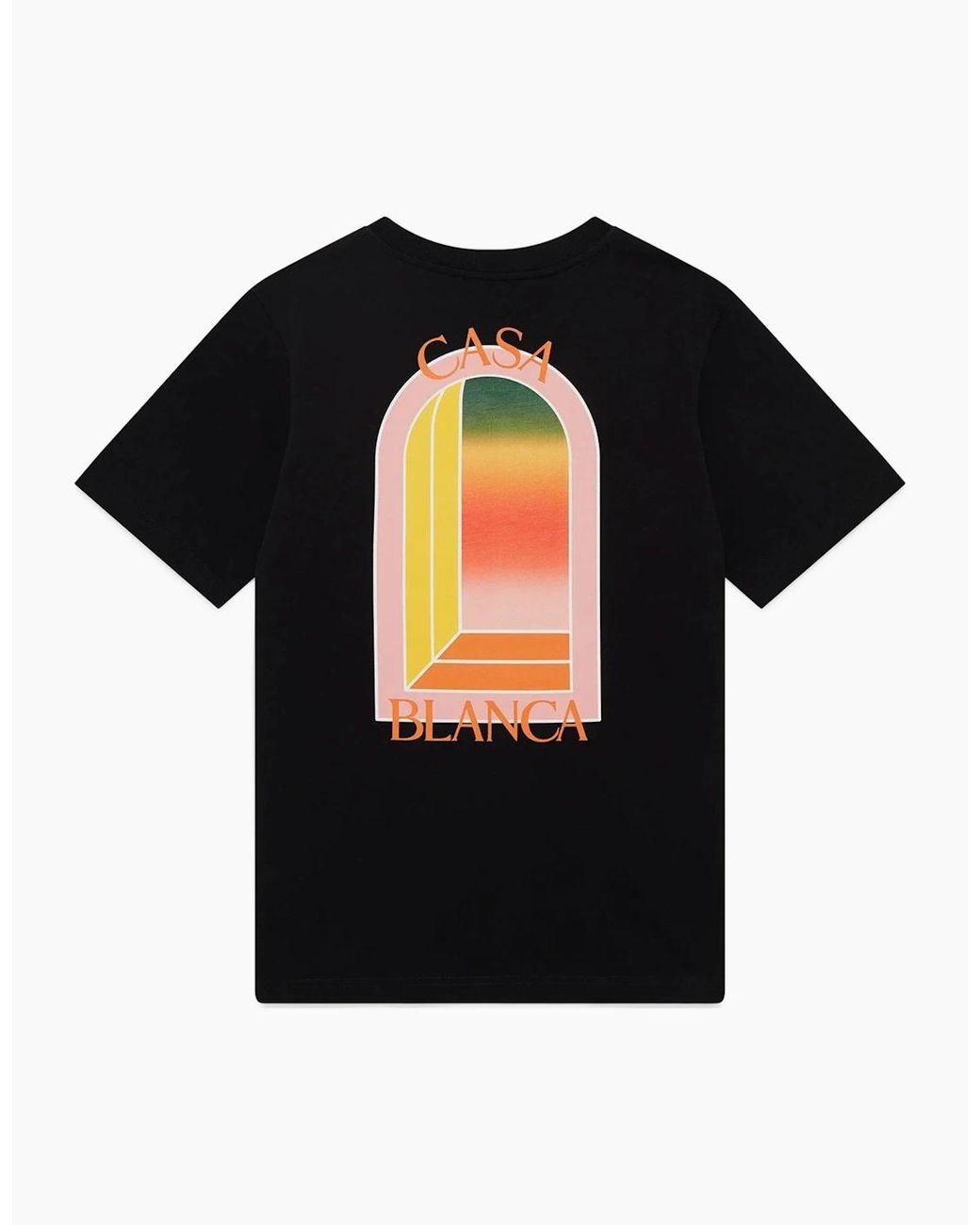 Casablanca Black T Shirts Shorts Sleeve Crew Neck Gradient Arch Logo Cotton Tops for men