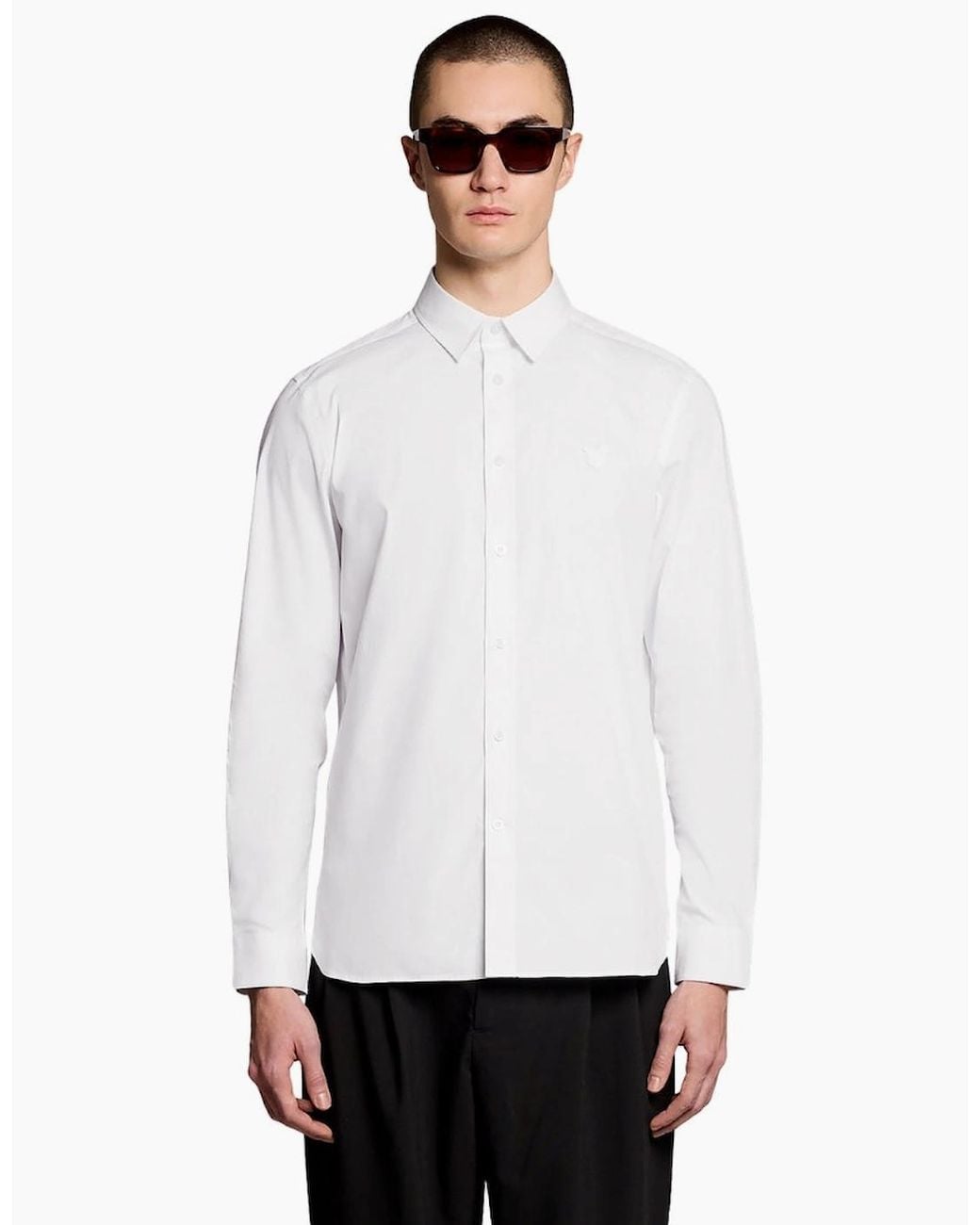 Lyle & Scott White Lyle & Scott Tonal Easy Care Poplin Shirt for men