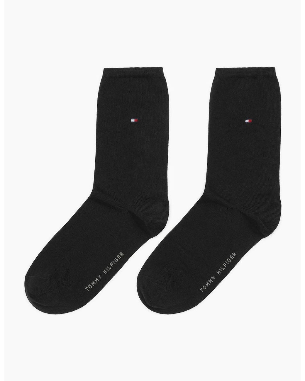 Tommy Hilfiger Black 2-Pack Classic Embroidered Logo Socks
