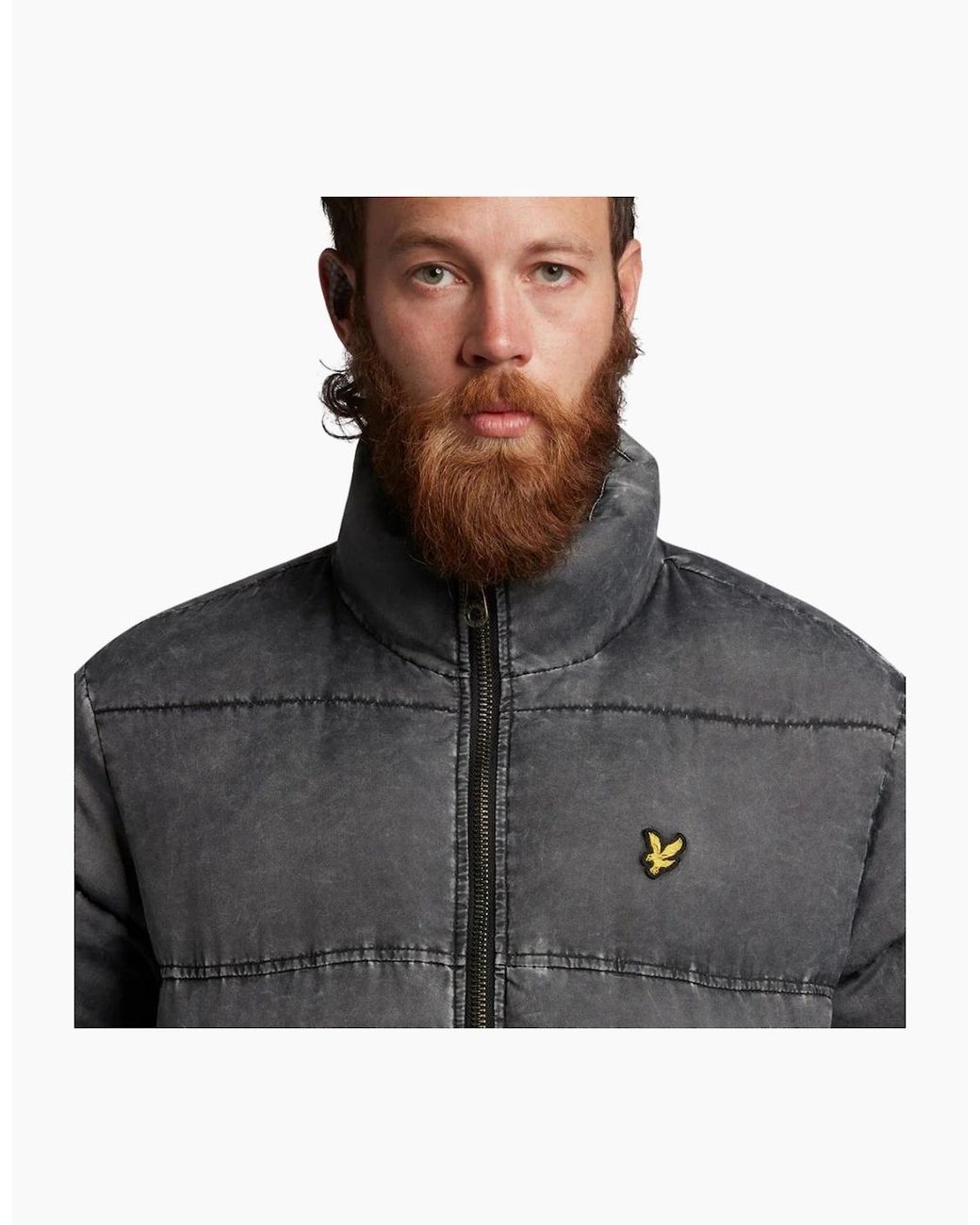 Lyle & Scott Gray Lyle & Scott Faded Funnelled Puffer Jacket for men