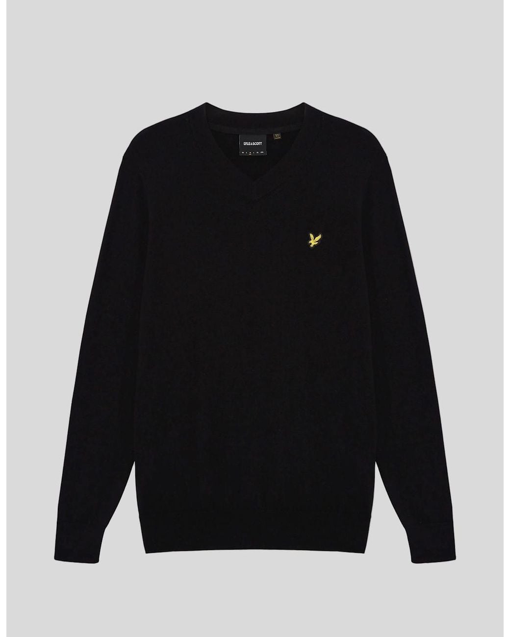 Lyle & Scott Black Cotton Merino V Neck Jumper for men