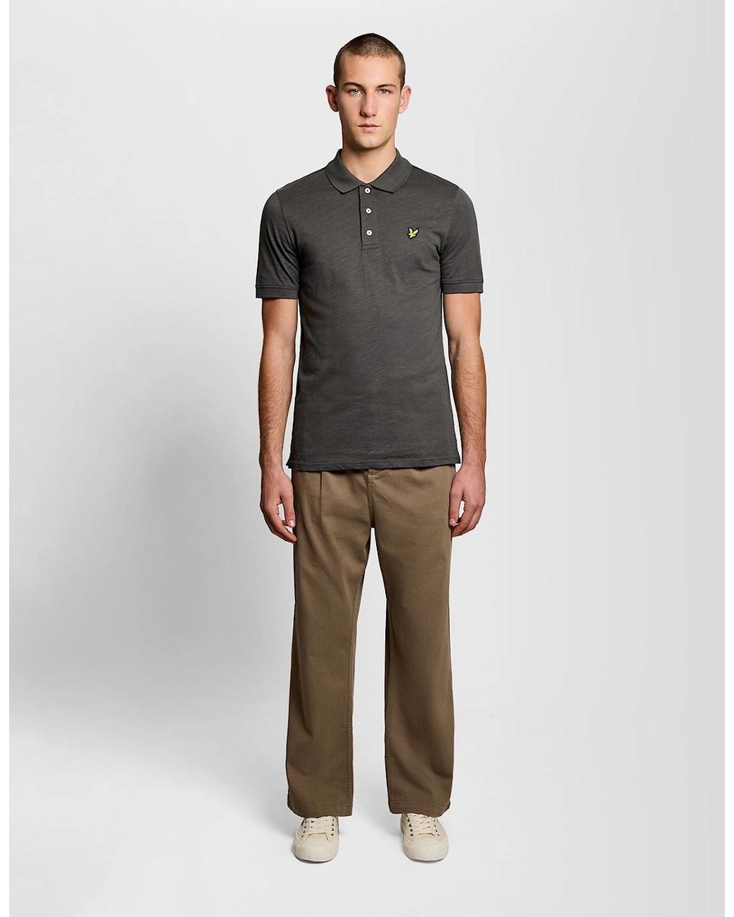 Lyle & Scott Gray Fine Cotton Slub Polo Shirt for men
